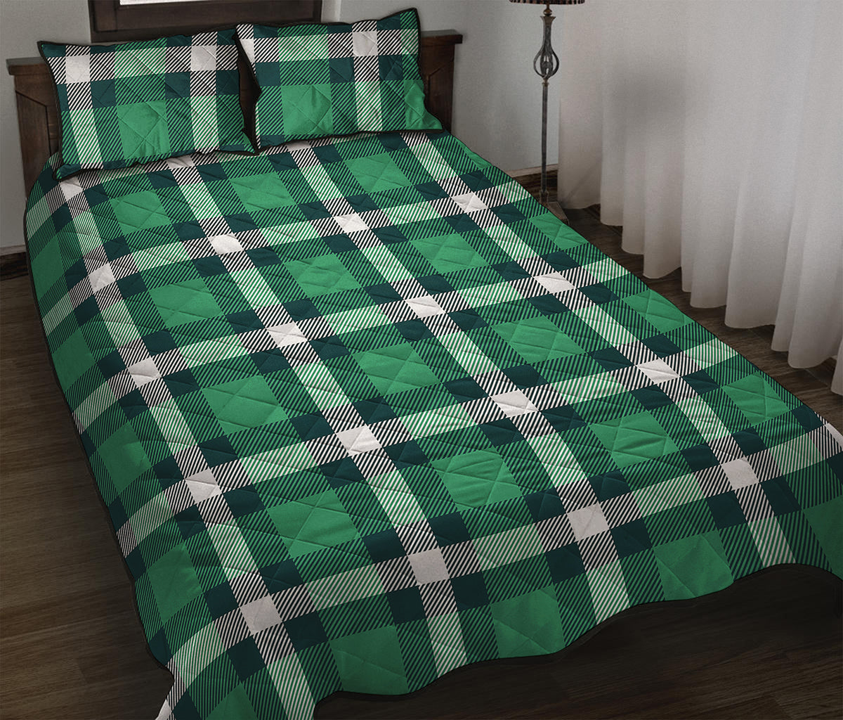Irish St. Patrick's Day Plaid Print Quilt Bed Set