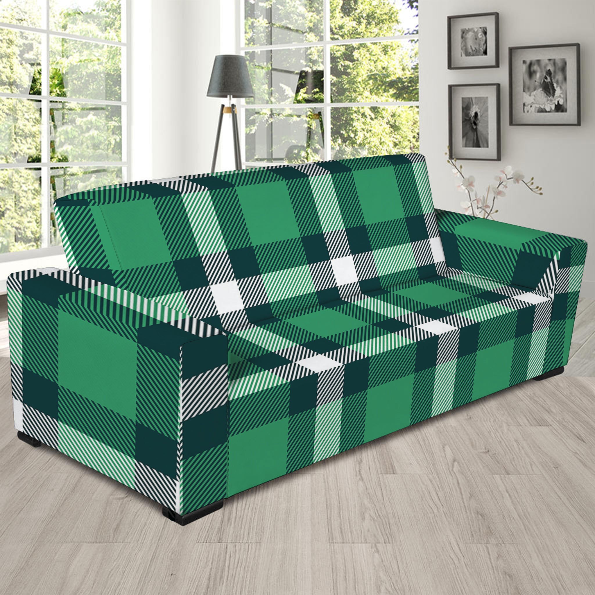 Irish St. Patrick's Day Plaid Print Sofa Slipcover