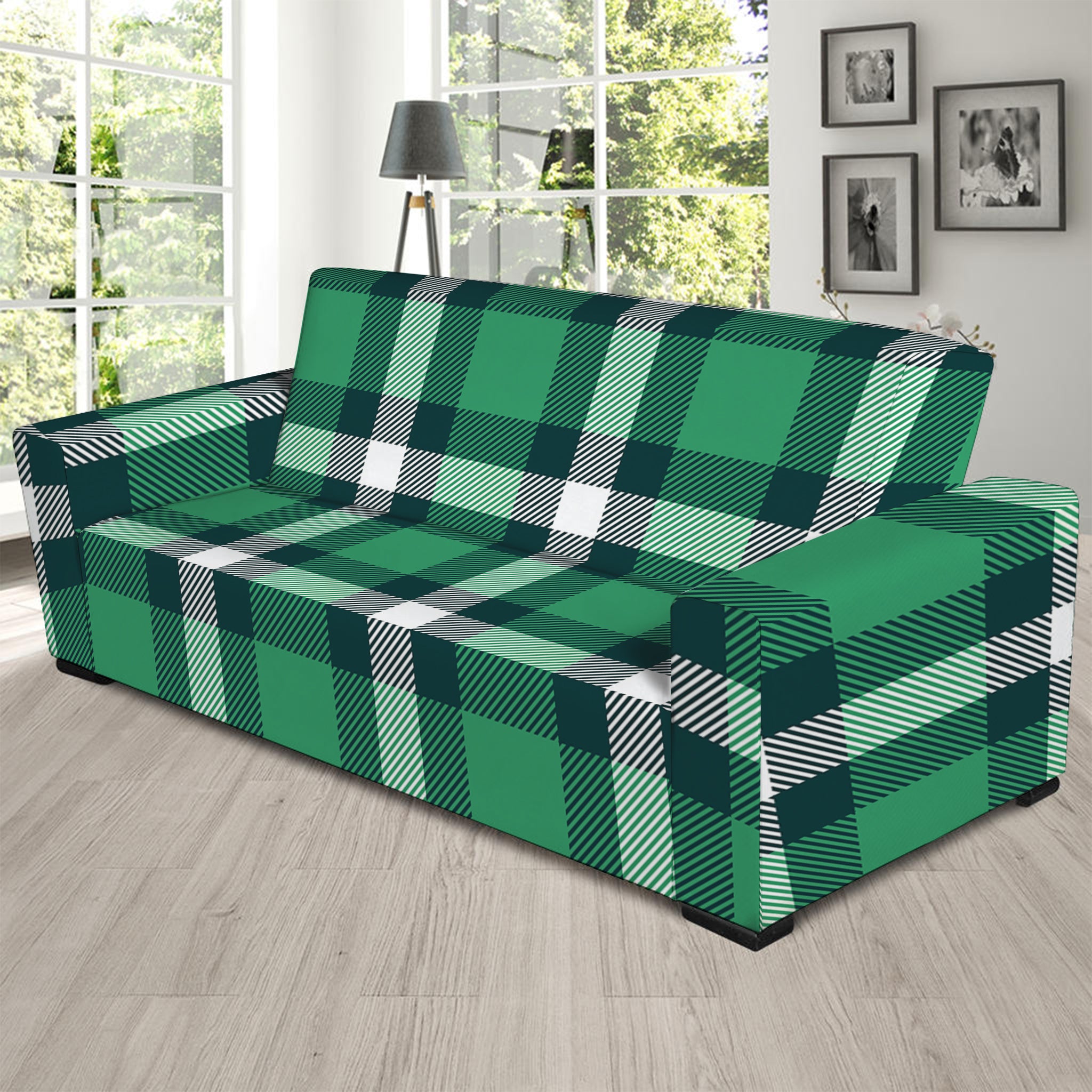 Irish St. Patrick's Day Plaid Print Sofa Slipcover