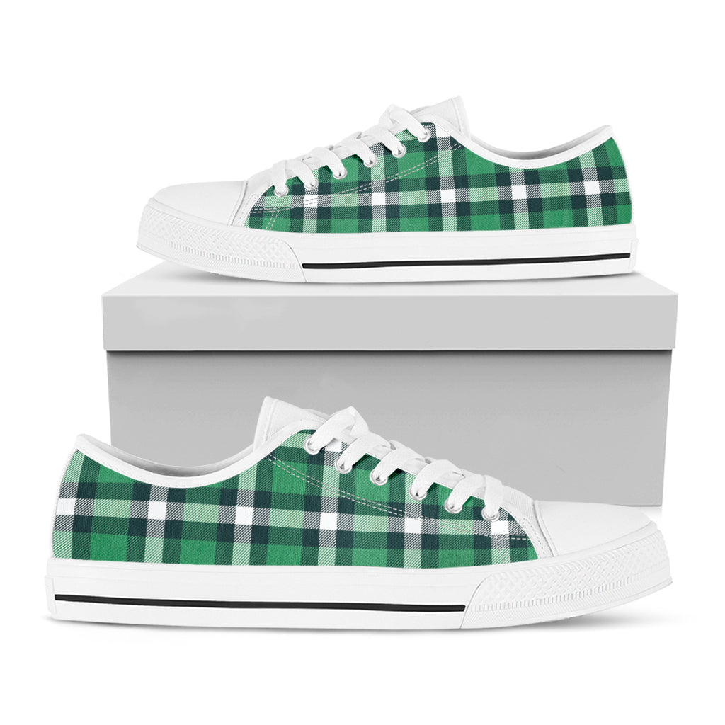 Irish St. Patrick's Day Plaid Print White Low Top Shoes
