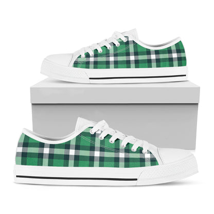 Irish St. Patrick's Day Plaid Print White Low Top Shoes