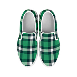 Irish St. Patrick's Day Plaid Print White Slip On Shoes