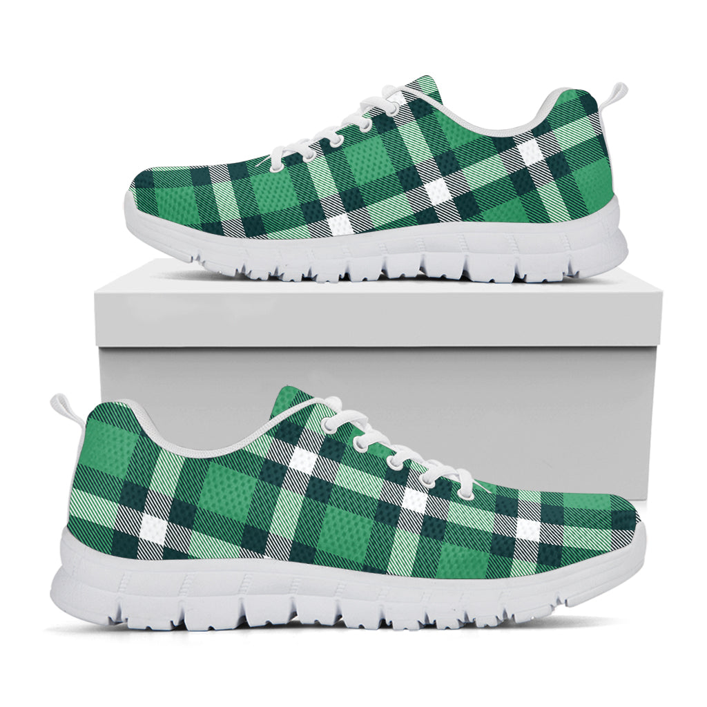 Irish St. Patrick's Day Plaid Print White Sneakers