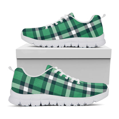 Irish St. Patrick's Day Plaid Print White Sneakers