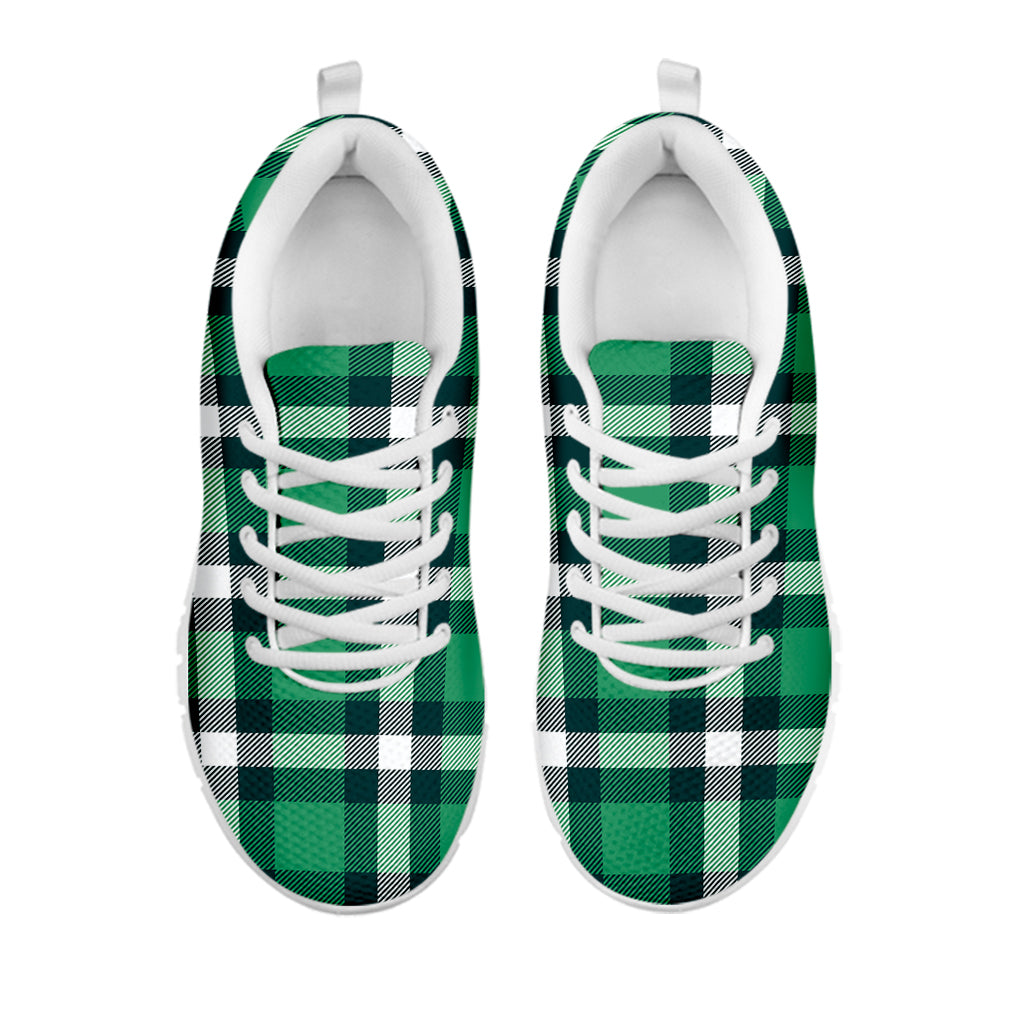 Irish St. Patrick's Day Plaid Print White Sneakers