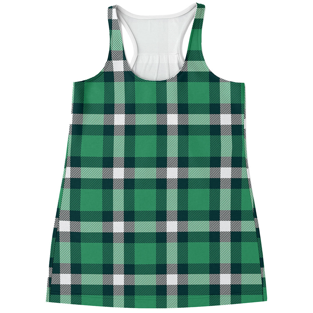 Irish St. Patrick's Day Plaid Print Women's Racerback Tank Top
