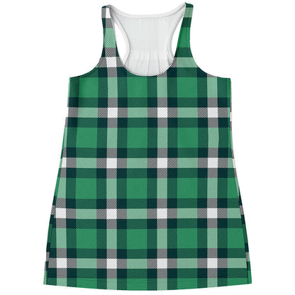 Irish St. Patrick's Day Plaid Print Women's Racerback Tank Top