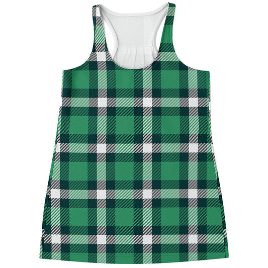 Irish St. Patrick's Day Plaid Print Women's Racerback Tank Top