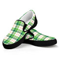 Irish St. Patrick's Day Tartan Print Black Slip On Sneakers