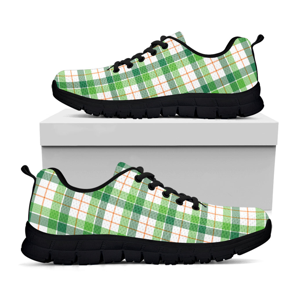 Irish St. Patrick's Day Tartan Print Black Sneakers