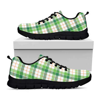 Irish St. Patrick's Day Tartan Print Black Sneakers