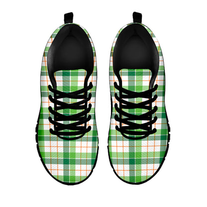 Irish St. Patrick's Day Tartan Print Black Sneakers