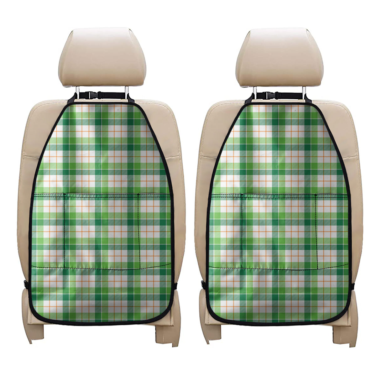 Irish St. Patrick's Day Tartan Print Car Seat Organizers