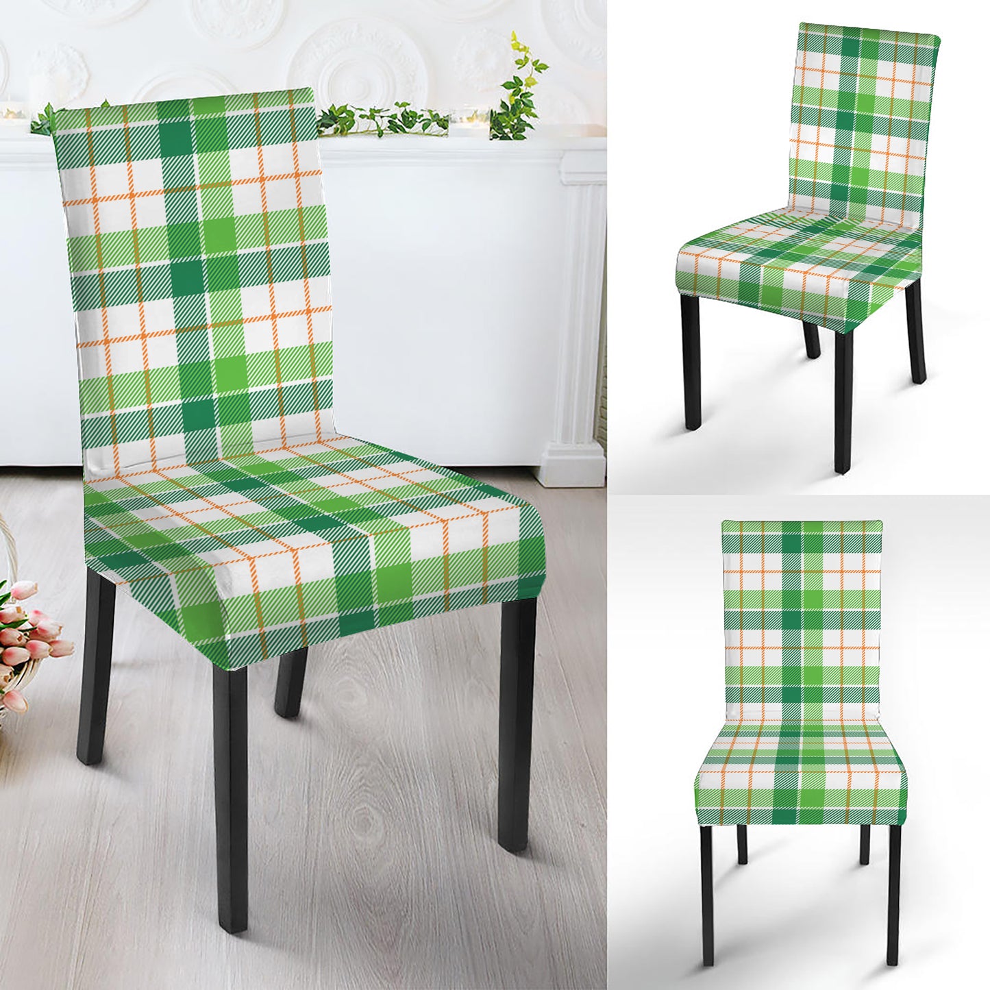 Irish St. Patrick's Day Tartan Print Dining Chair Slipcover