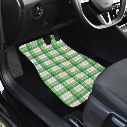 Irish St. Patrick's Day Tartan Print Front and Back Car Floor Mats