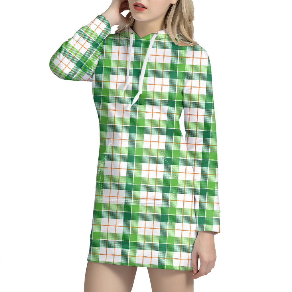 Irish St. Patrick's Day Tartan Print Hoodie Dress