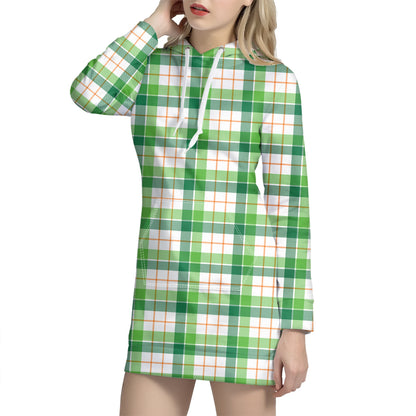 Irish St. Patrick's Day Tartan Print Hoodie Dress