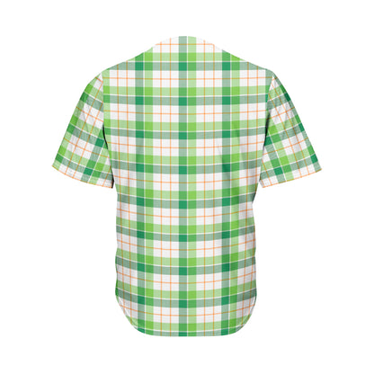 Irish St. Patrick's Day Tartan Print Men's Baseball Jersey