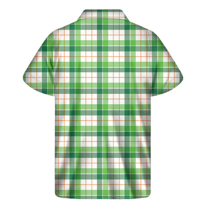 Irish St. Patrick's Day Tartan Print Men's Short Sleeve Shirt