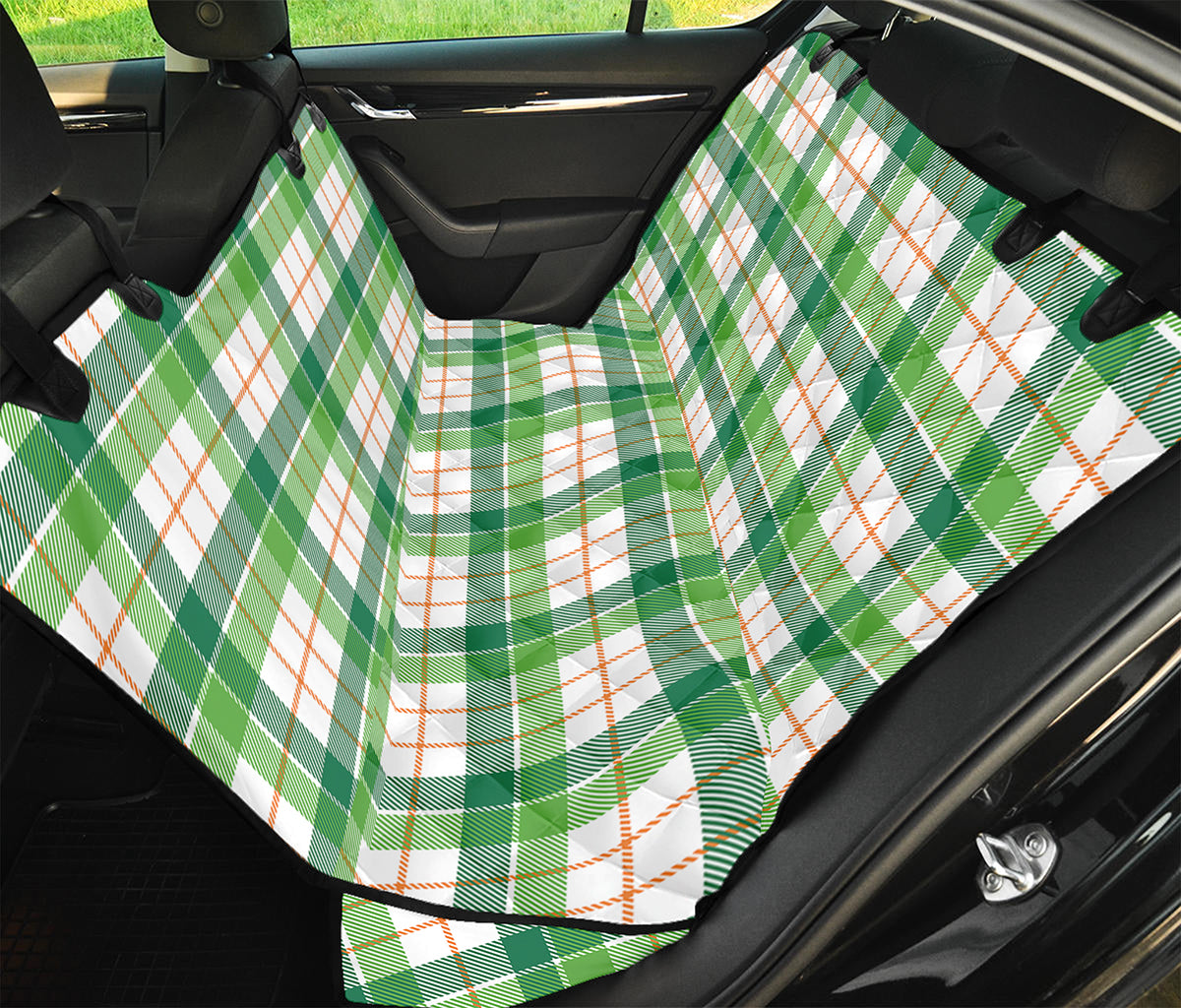 Irish St. Patrick's Day Tartan Print Pet Car Back Seat Cover