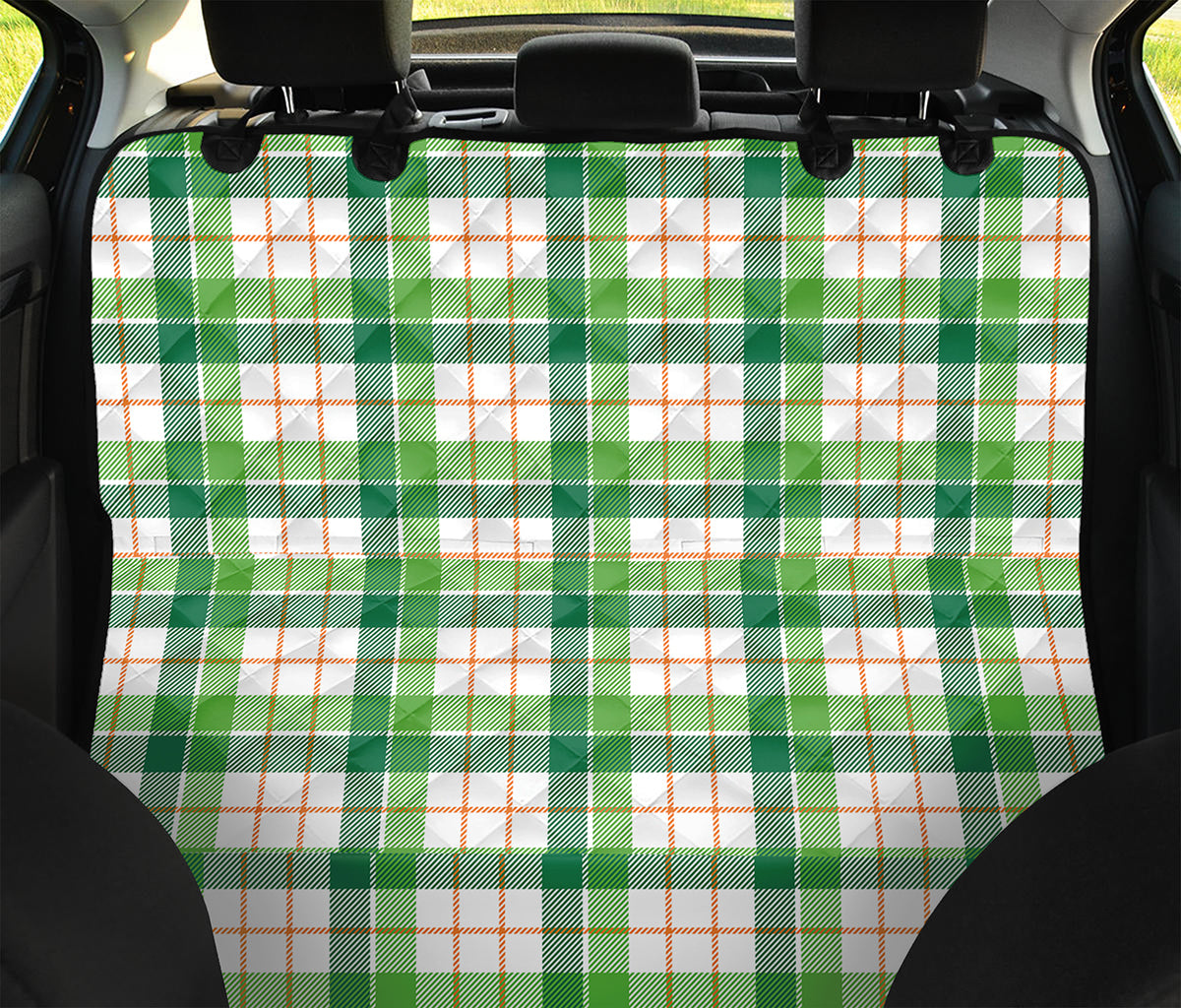 Irish St. Patrick's Day Tartan Print Pet Car Back Seat Cover
