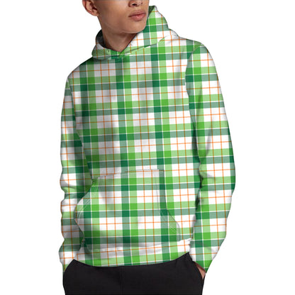 Irish St. Patrick's Day Tartan Print Pullover Hoodie