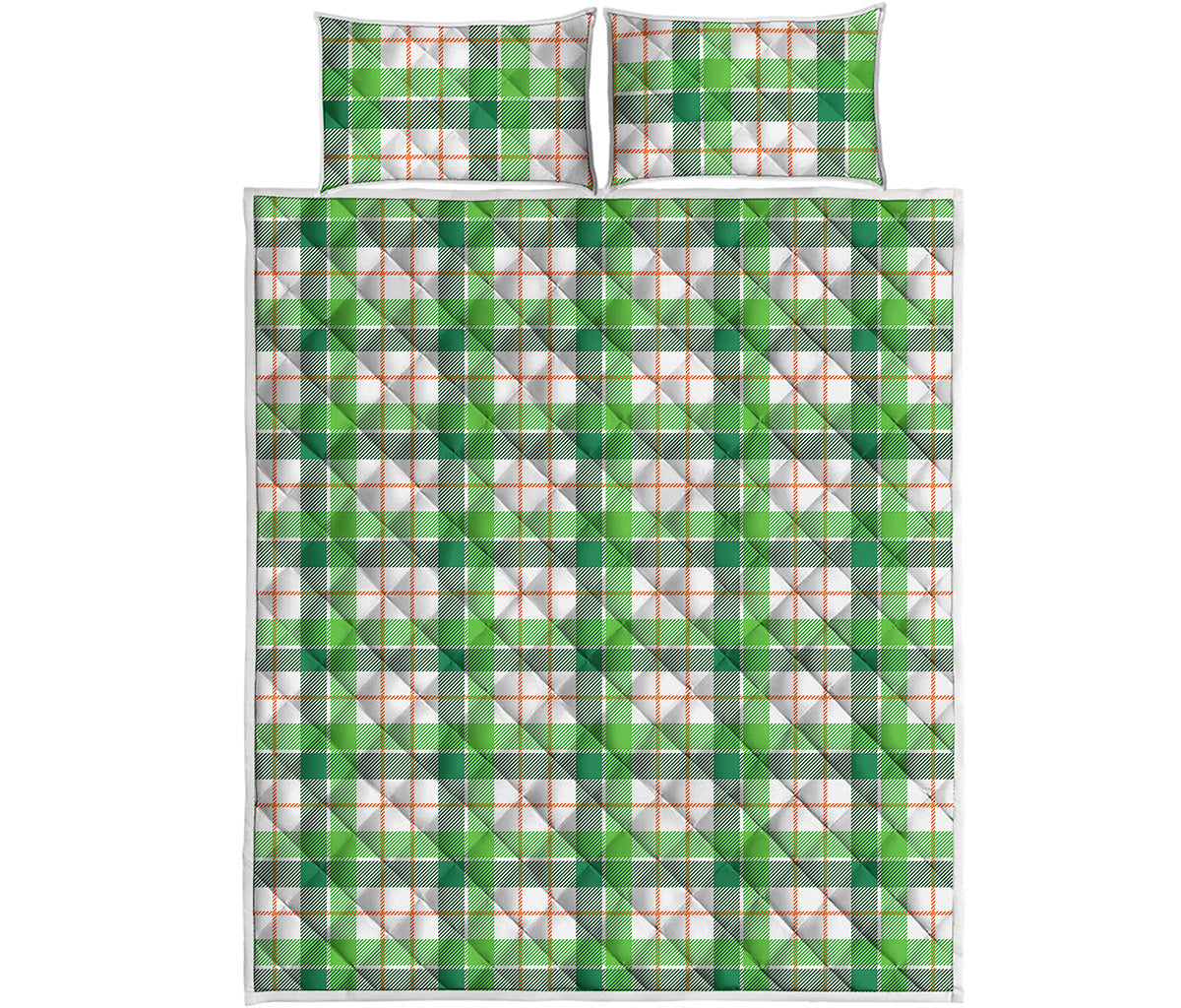 Irish St. Patrick's Day Tartan Print Quilt Bed Set