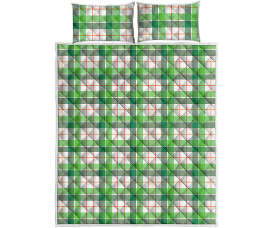 Irish St. Patrick's Day Tartan Print Quilt Bed Set
