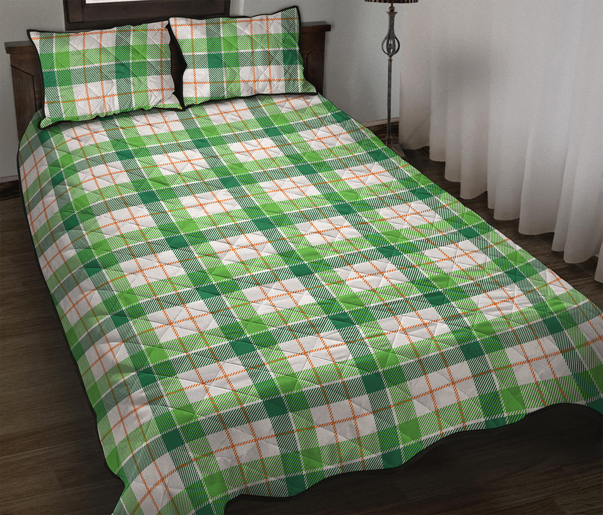Irish St. Patrick's Day Tartan Print Quilt Bed Set