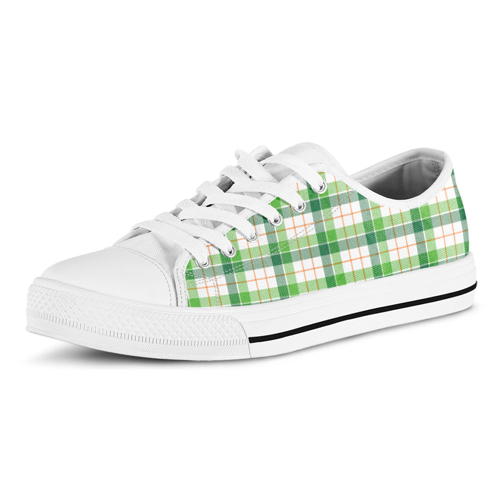 Irish St. Patrick's Day Tartan Print White Low Top Shoes