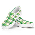 Irish St. Patrick's Day Tartan Print White Slip On Sneakers
