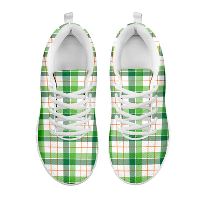 Irish St. Patrick's Day Tartan Print White Sneakers