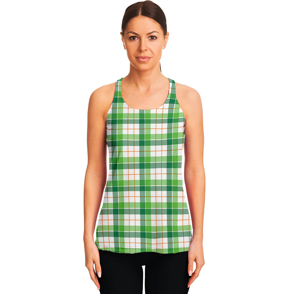 Irish St. Patrick's Day Tartan Print Women's Racerback Tank Top