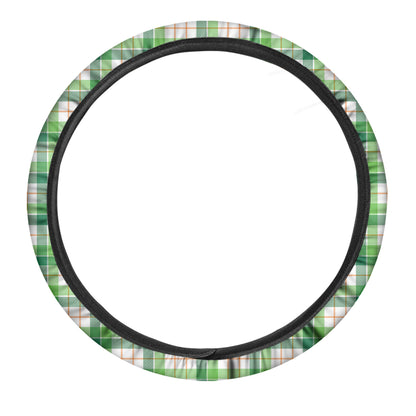 Irish St. Patrick's Day Tartan Print Car Steering Wheel Cover