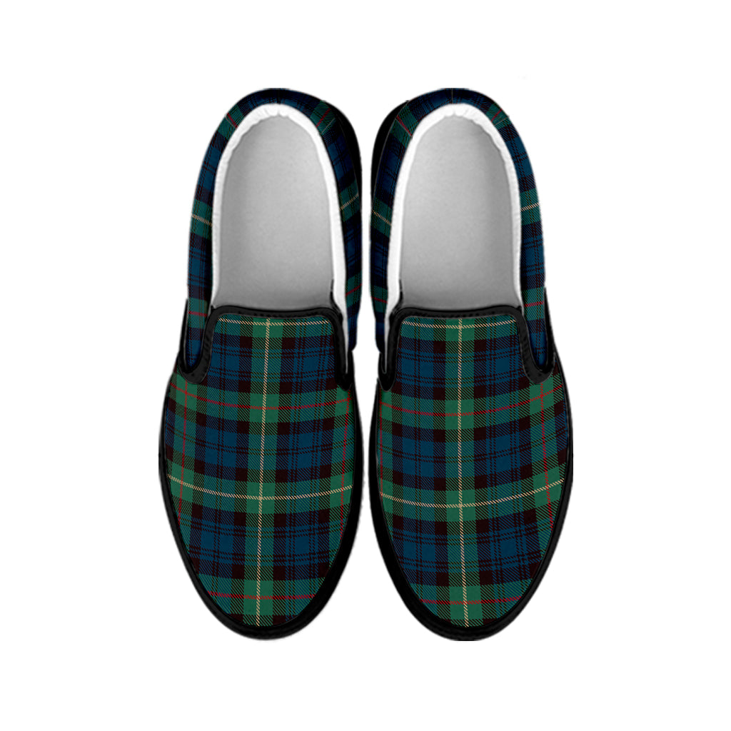 Irish Tartan Pattern Print Black Slip On Shoes