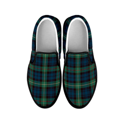 Irish Tartan Pattern Print Black Slip On Shoes