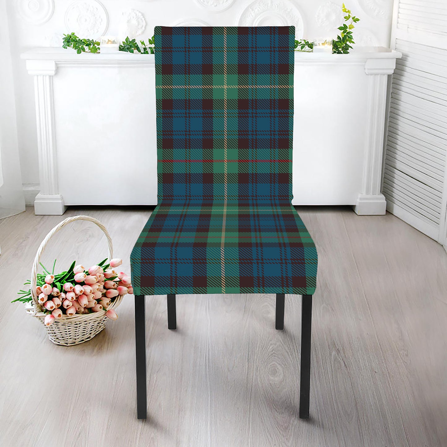 Irish Tartan Pattern Print Dining Chair Slipcover