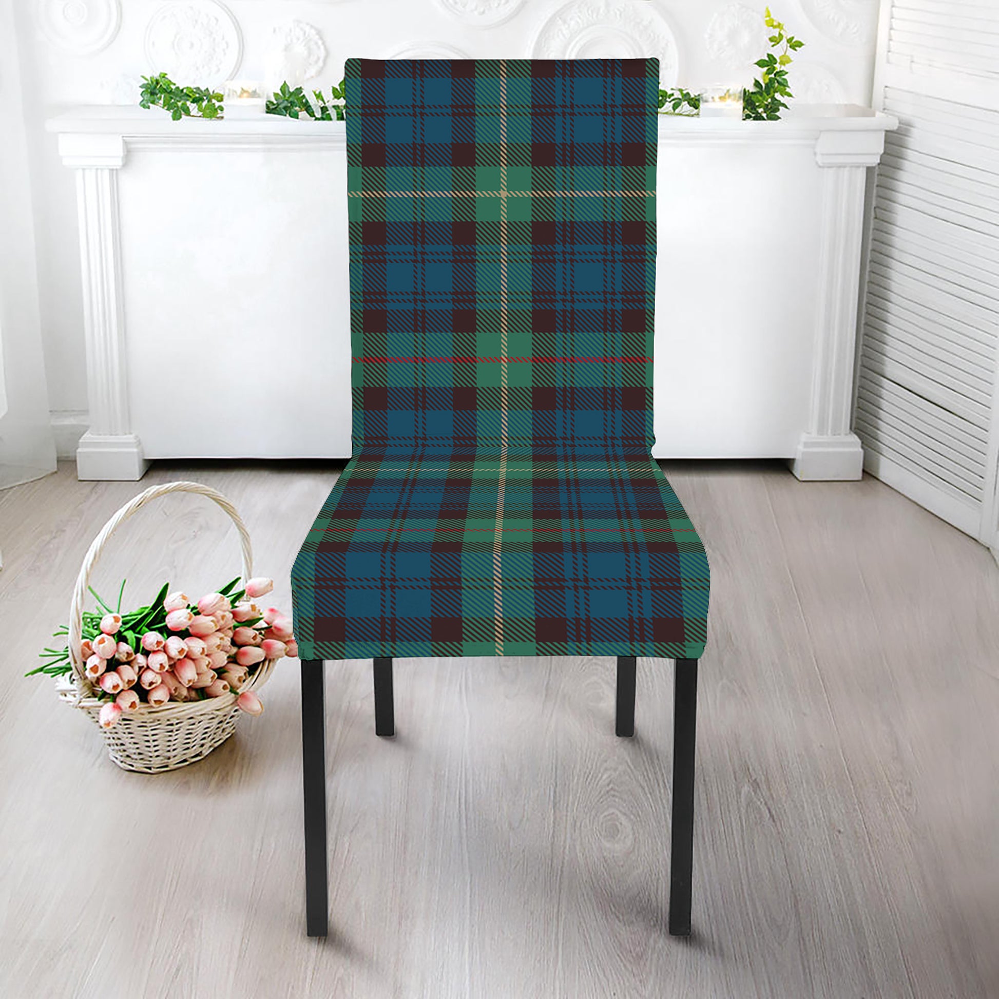 Irish Tartan Pattern Print Dining Chair Slipcover