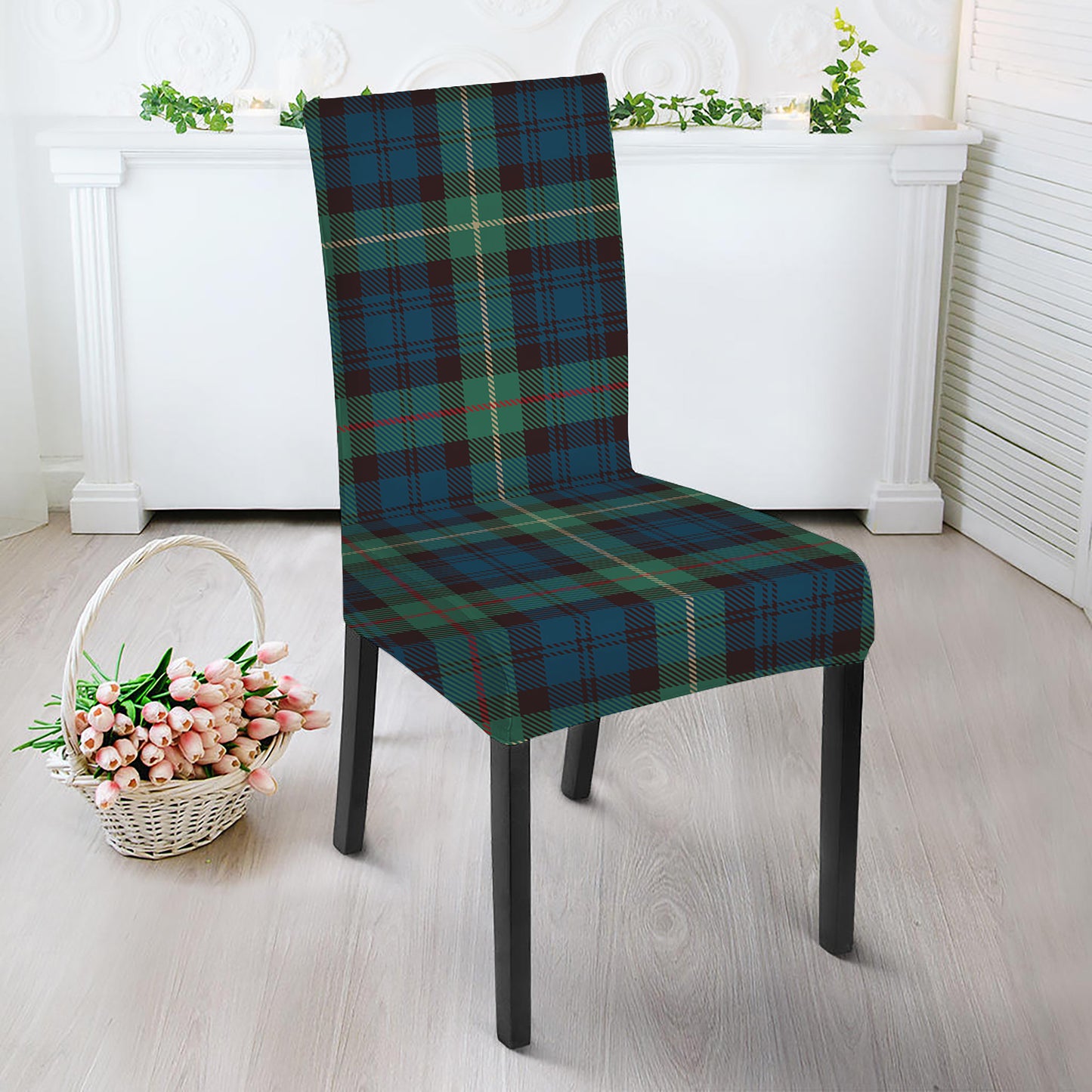 Irish Tartan Pattern Print Dining Chair Slipcover