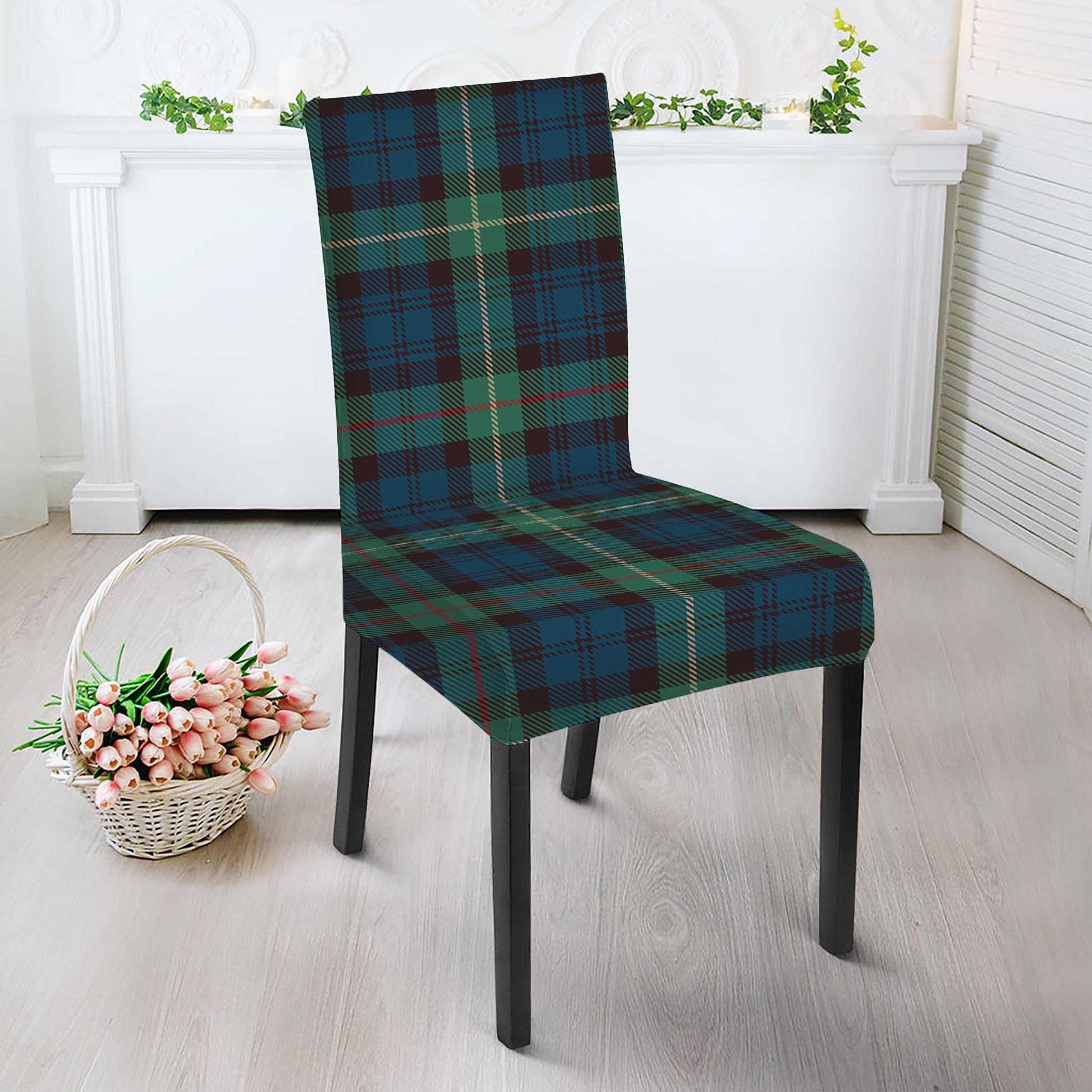 Irish Tartan Pattern Print Dining Chair Slipcover