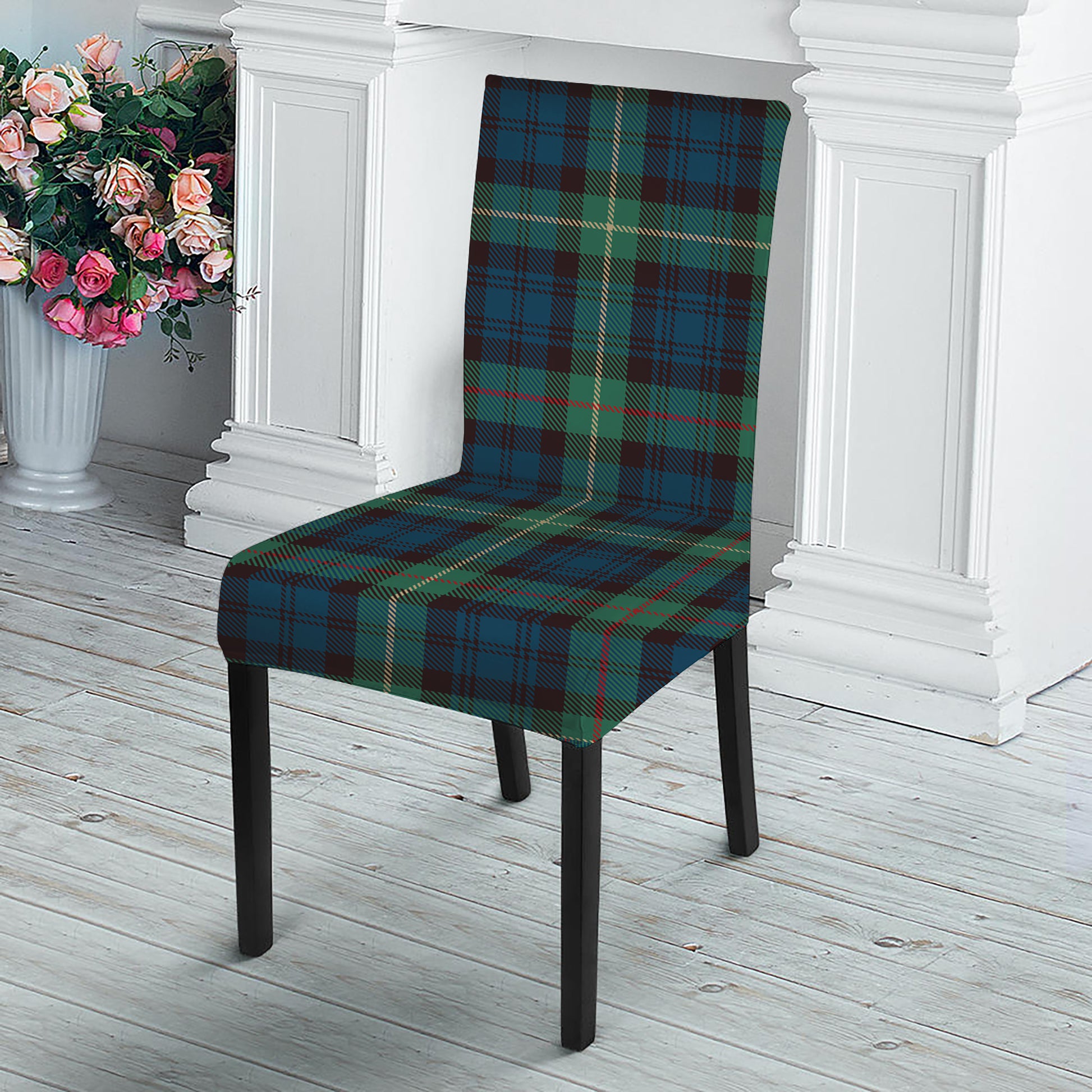 Irish Tartan Pattern Print Dining Chair Slipcover