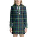 Irish Tartan Pattern Print Pullover Hoodie Dress