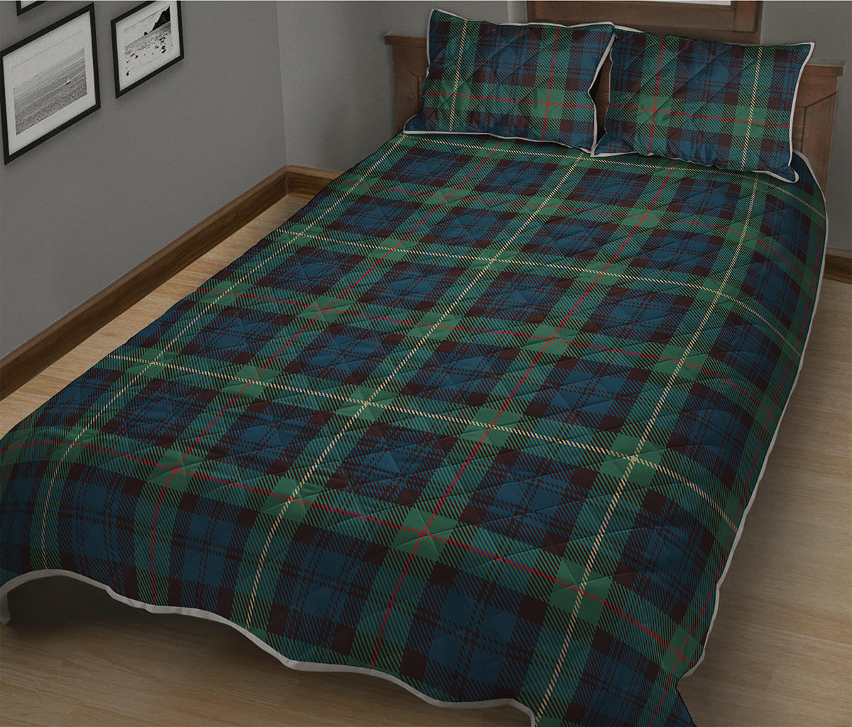 Irish Tartan Pattern Print Quilt Bed Set