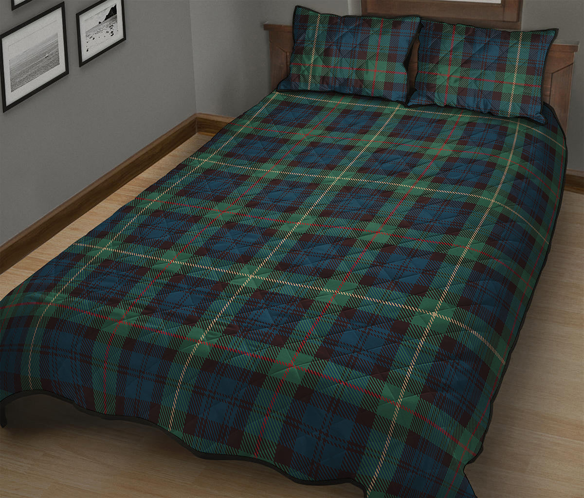 Irish Tartan Pattern Print Quilt Bed Set