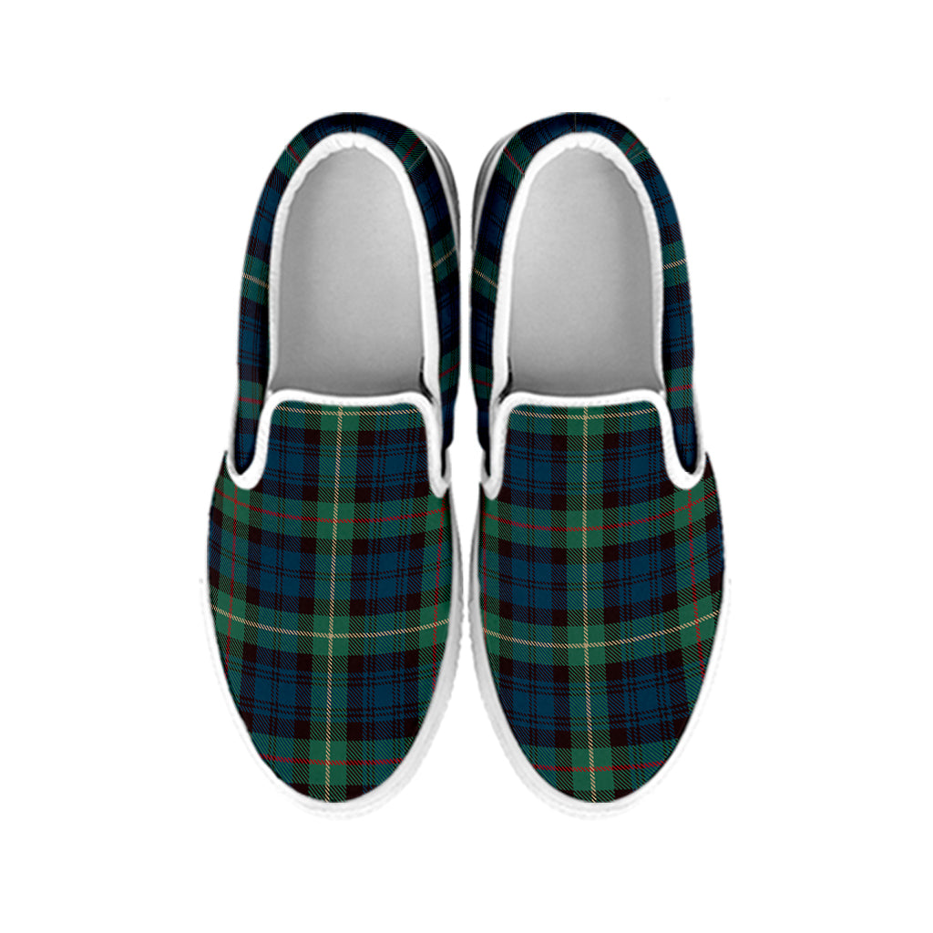 Irish Tartan Pattern Print White Slip On Shoes