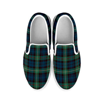 Irish Tartan Pattern Print White Slip On Shoes