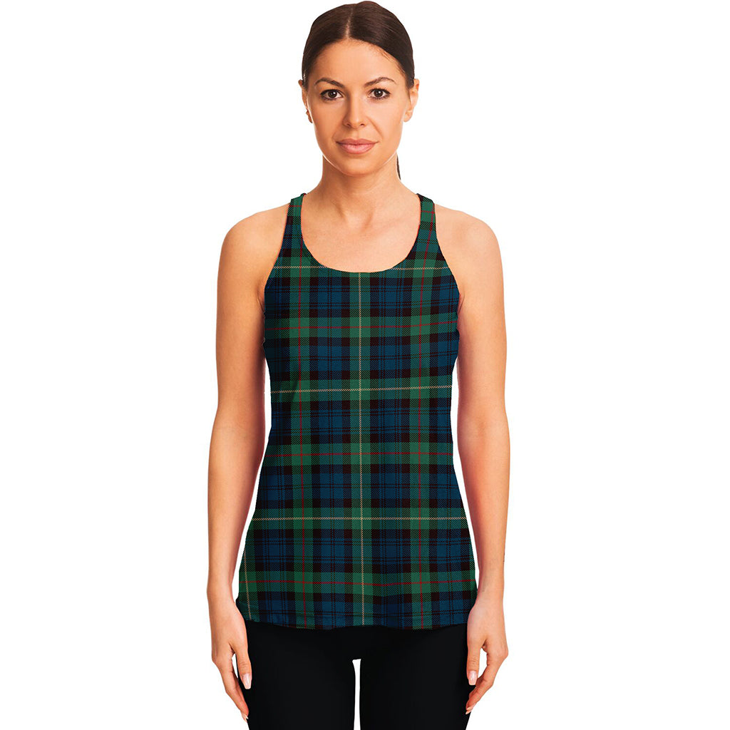 Irish Tartan Pattern Print Women's Racerback Tank Top