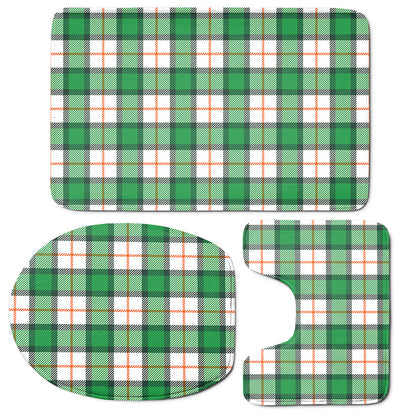 Irish Tartan St. Patrick's Day Print 3 Piece Bath Mat Set