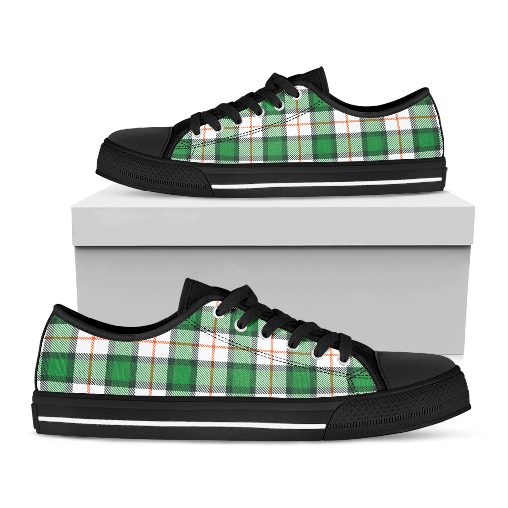 Irish Tartan St. Patrick's Day Print Black Low Top Shoes