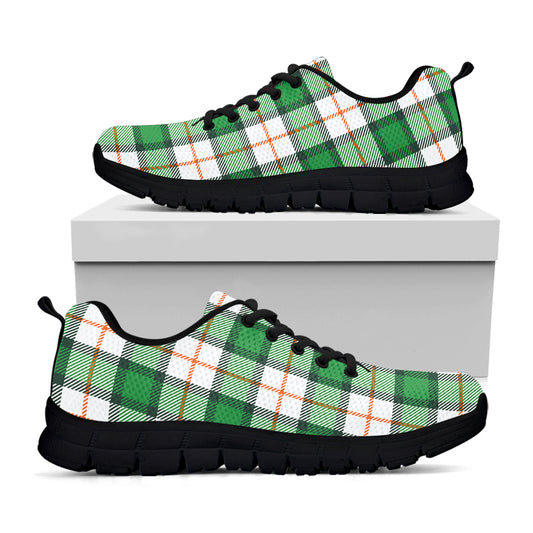 Irish Tartan St. Patrick's Day Print Black Sneakers